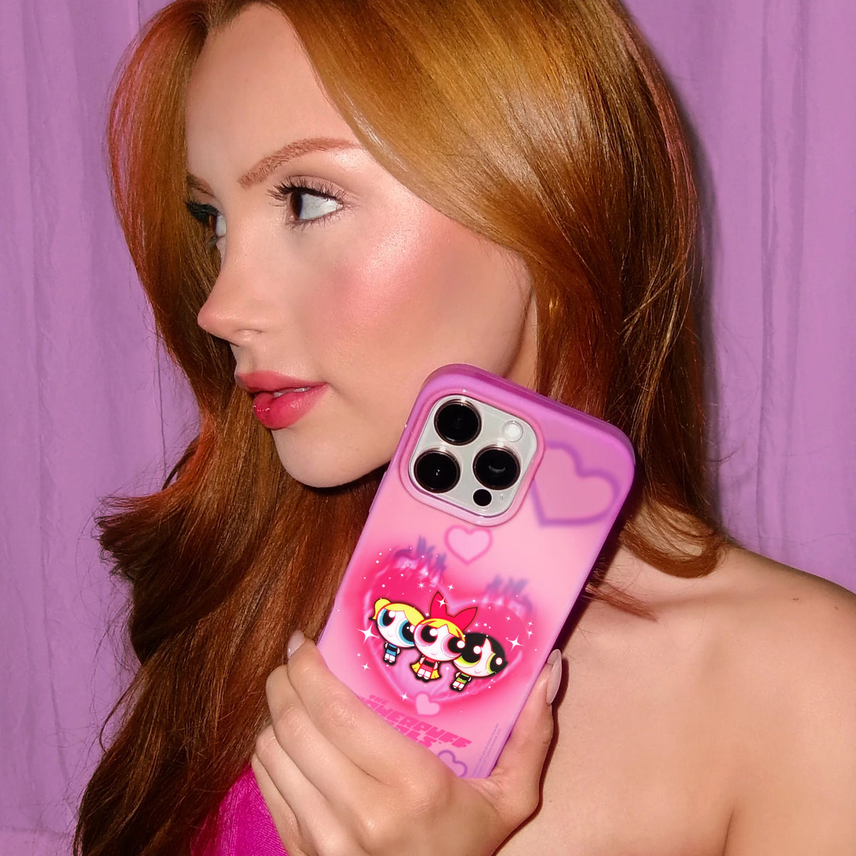 The Powerpuff Girls Airbrush Hearts iPhone Case