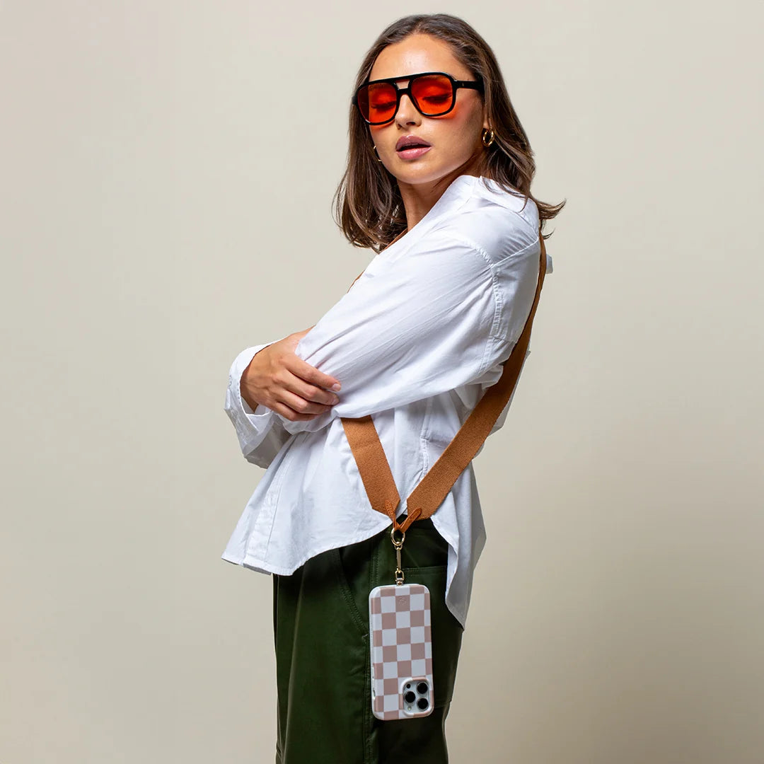 Tan Utility Phone Crossbody Strap
